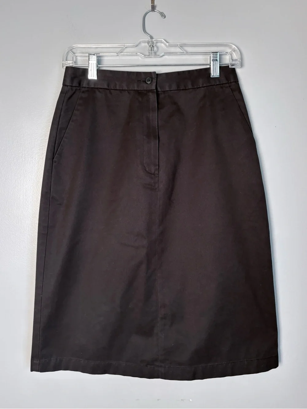 Vintage LL Bean Cotton Chino Pencil Skirt Size 6 Reg Back Vent Pocket